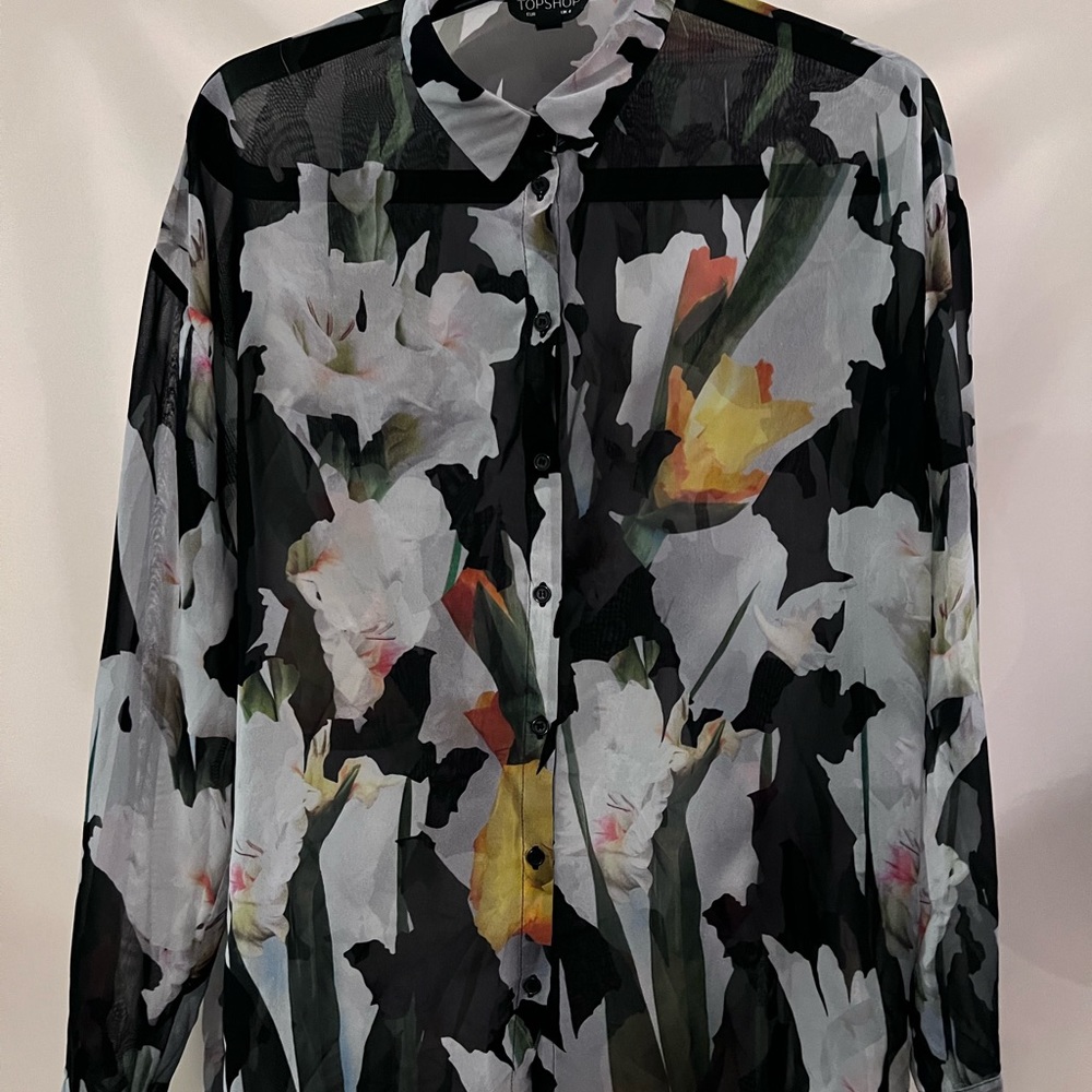 TOPSHOP sheer floral blouse